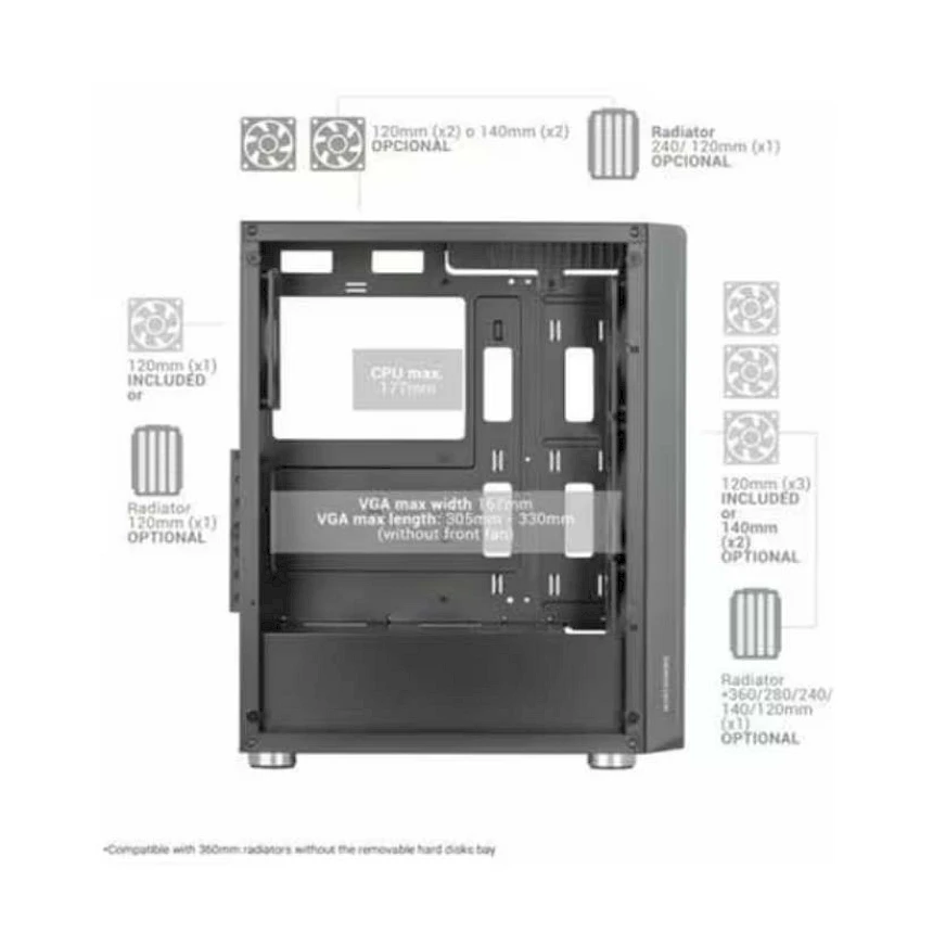 Foto di MARS GAMING Case Computer Desktop Atx Mars Gaming Mc-neo Argb Nero